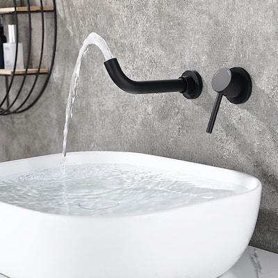 Wall Mount Faucet for Bathroom Sink or Bathtub Single Handle 2 Holes