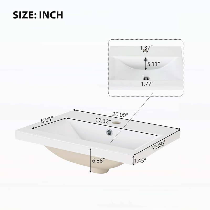 Bathroom Vanity Cabinet with Sink,with Two-tier Shelf,Adjustable Shelf