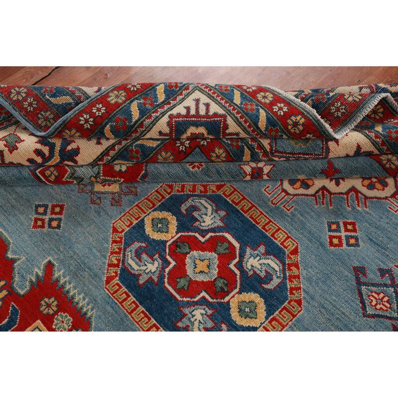 Hand Knotted Oriental 100% Wool Carpet Traditional Medallion Navy Blue & Blues Kazak Area Rug - 13' 9'' X 9' 10''