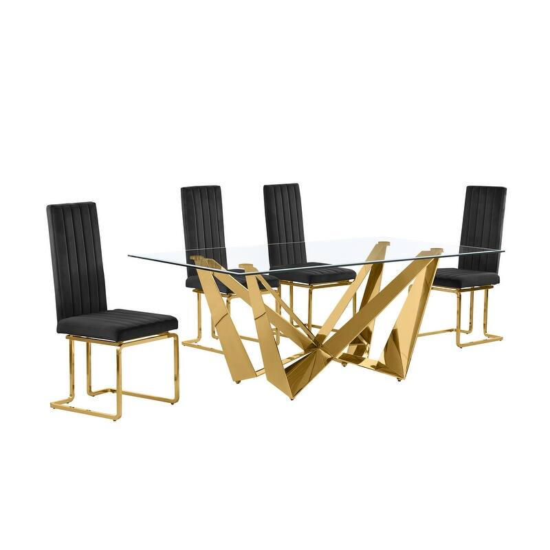 Best Quality Furniture D400/1-SC340-7 Dining Set with 78" 12mm Glass with Bevel