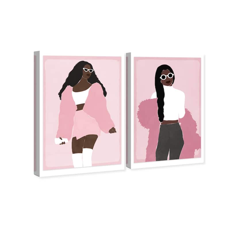 Wynwood Studio Fashion and Glam Bubblegum Queens SET Pink and Rose Pink Modern & Contemporary Wall Art Canvas Print