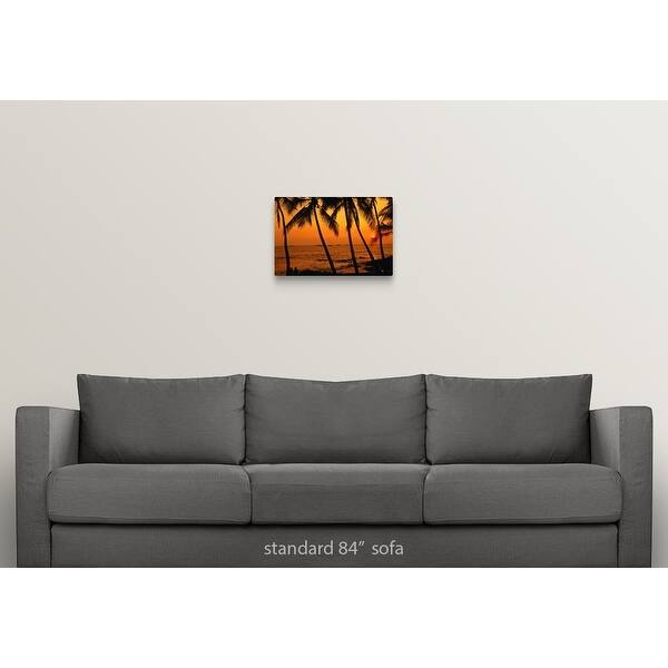 Shop A Couple In Silhouette Enjoying A Romantic Sunset Beneath The Palm Trees Canvas Wall Art Overstock 16483657