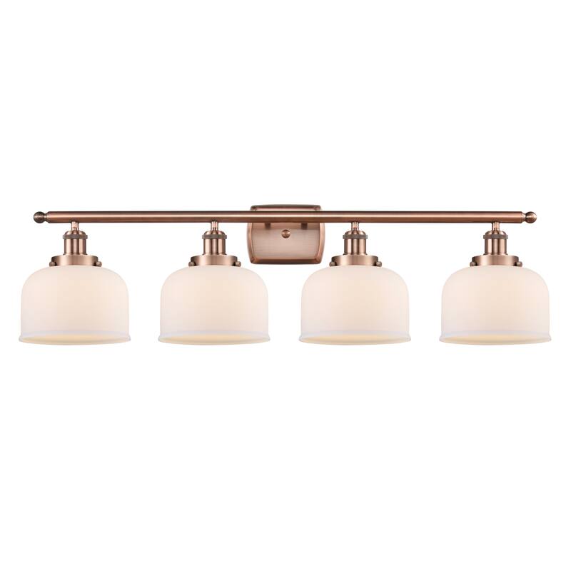 Innovations Lighting Ballston Urban Bell - 4 Light 38" Bath Vanity Light - Antique Copper/Matte White