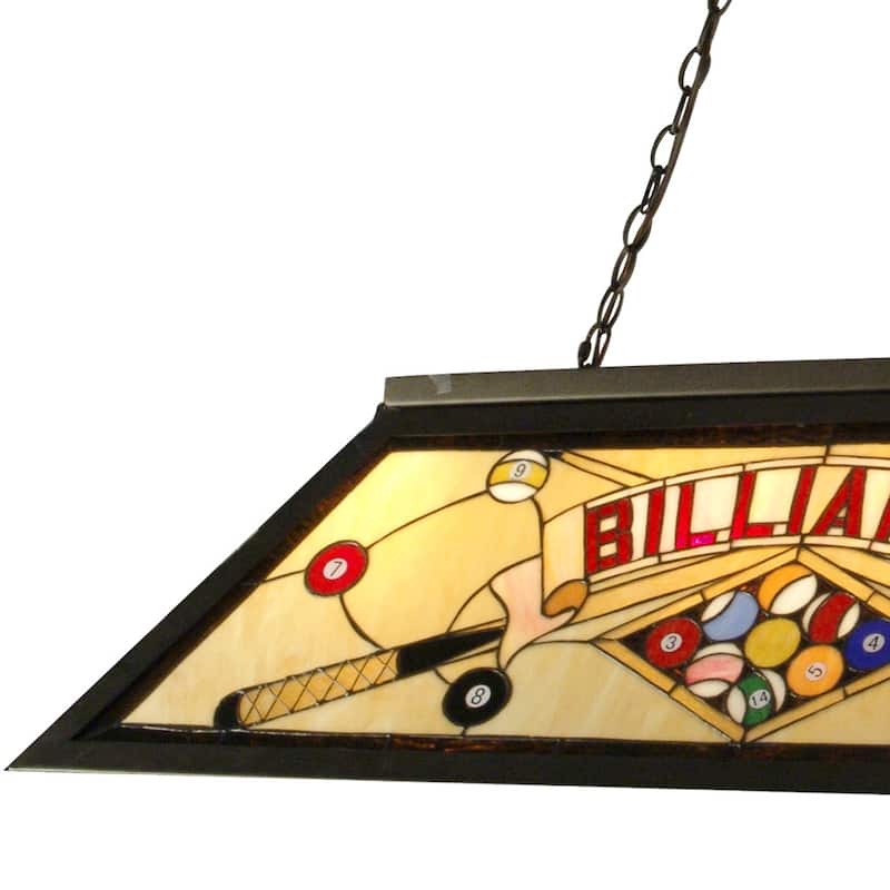 Springdale 43.75"W Billiards Pool Table Art Glass Island Hanging Fixture - Multi-Colored
