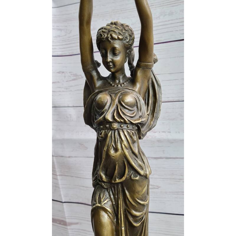 Hot Cast Bronze Sculpture Statue Of Ancient Greek Temple Priestess Holding Vessel