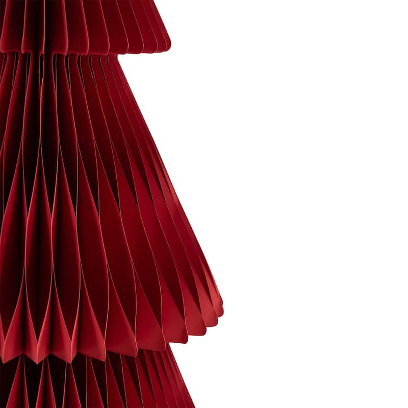 Tall Foldable Accordion Honeycomb Paper Christmas Tree - 4' - Red