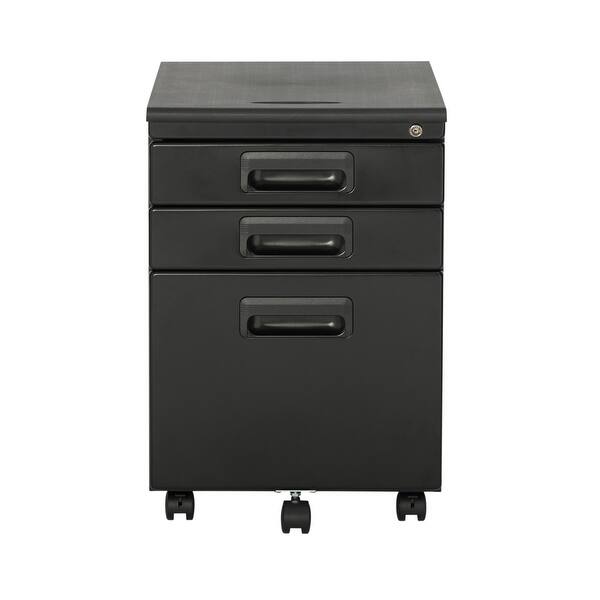 Offex 3 Drawer Metal Rolling File Cabinet With Locking Drawers Black On Sale Overstock 22822054