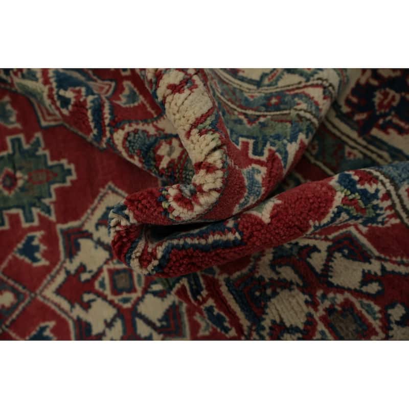 Hand Knotted Oriental 100% Wool Carpet Traditional Geometric Red Kazak Area Rug - 6' 0'' X 4' 0''
