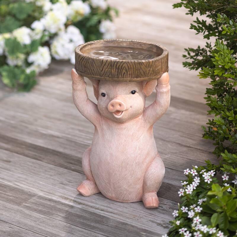 Pig Resin Birdbath