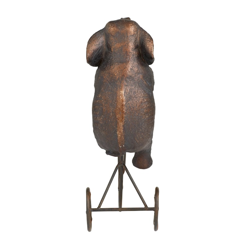 Bronze Polystone Elephant Decorative Sculpture with Bicycle
