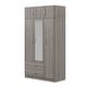 preview thumbnail 11 of 10, 3-Door Mirror Wardrobe with 2 Drawers and Top Cabinet