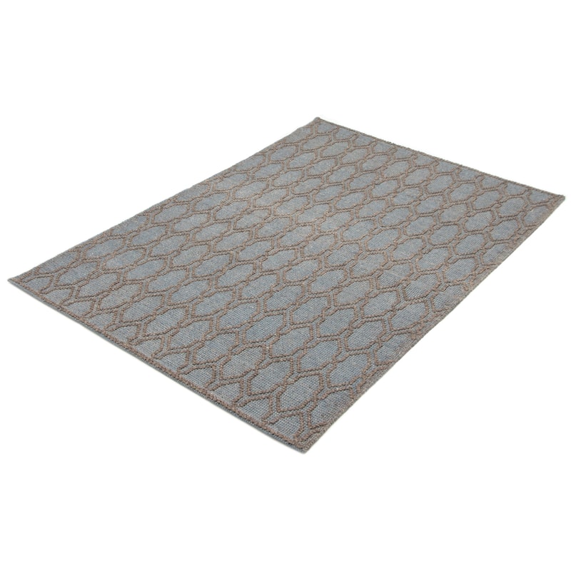 ECARPETGALLERY Braid weave Sienna Blue Wool Rug - 5'1 x 7'3