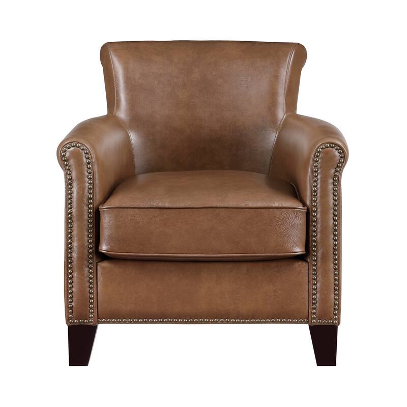 Raya Leather Upholstered Arm Accent Chair
