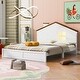preview thumbnail 3 of 5, Full Size Wood Platform Bed with LED-Lit House Headboard - Modern and Unique