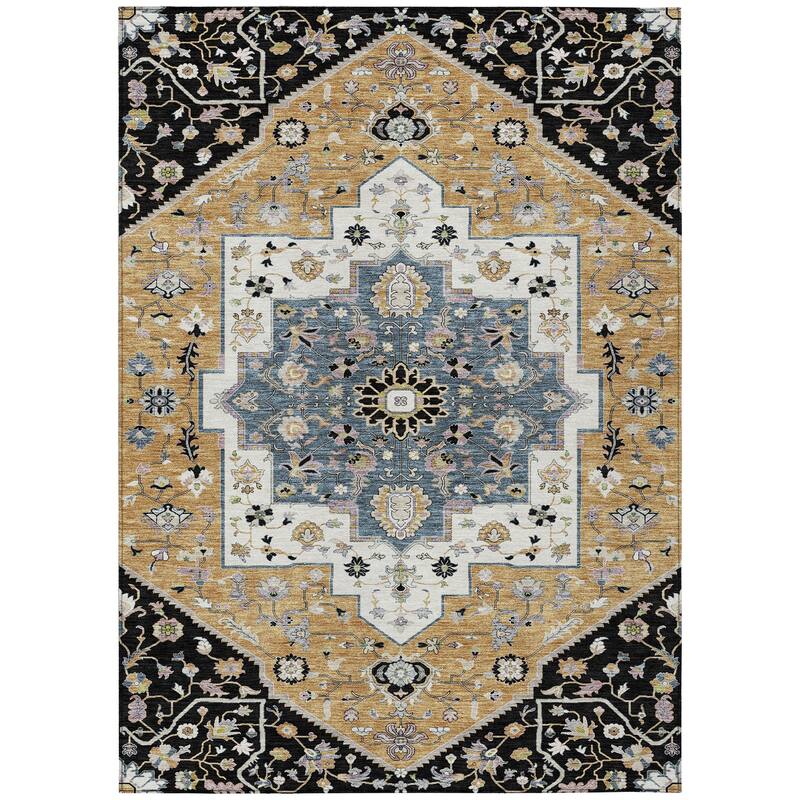 Machine Washable Indoor/ Outdoor Traditional Kolkata Chantille Rug