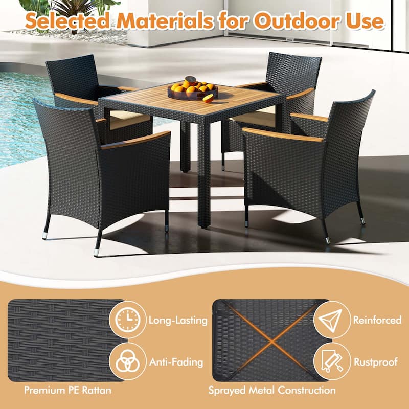 Costway 5 PCS Patio Dining Table Set for 4 Rattan Conversation Set - See Details