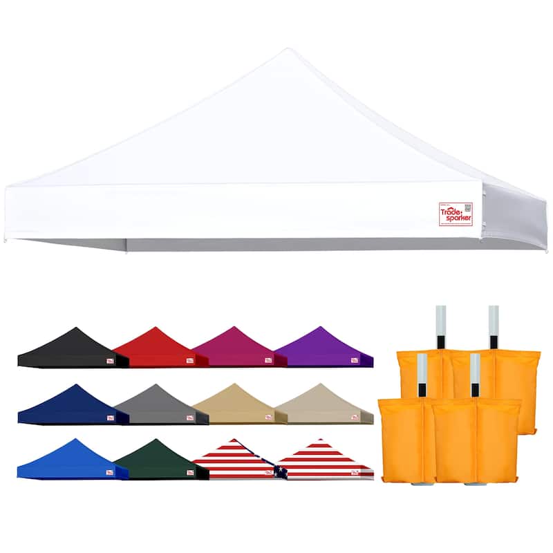 Tradesparker Commercial Canopy Replacement Top Windproof with Sand Bags - White