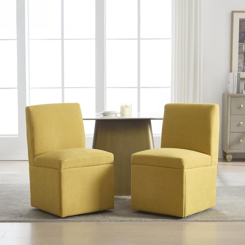 360 Degree Swivel Dining Chairs Set of 2 Swivel Dining Room Chairs Kitchen Chairs Casters & Storage Comfy Modern Rolling Chair