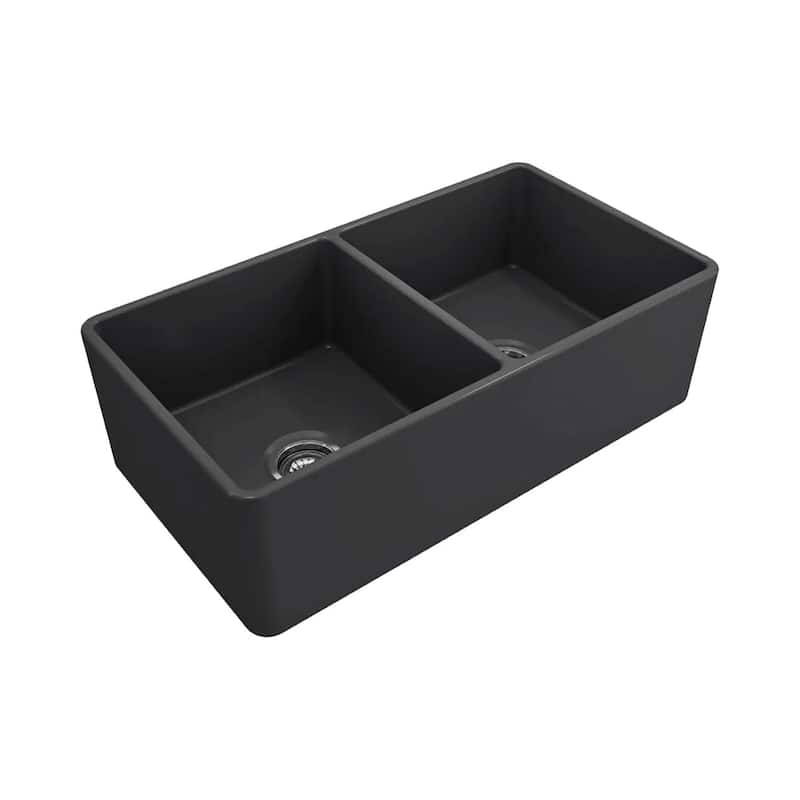 Crestwood 33" Classic Double Bowl Apron Fireclay Sink - Charcoal - Charcoal