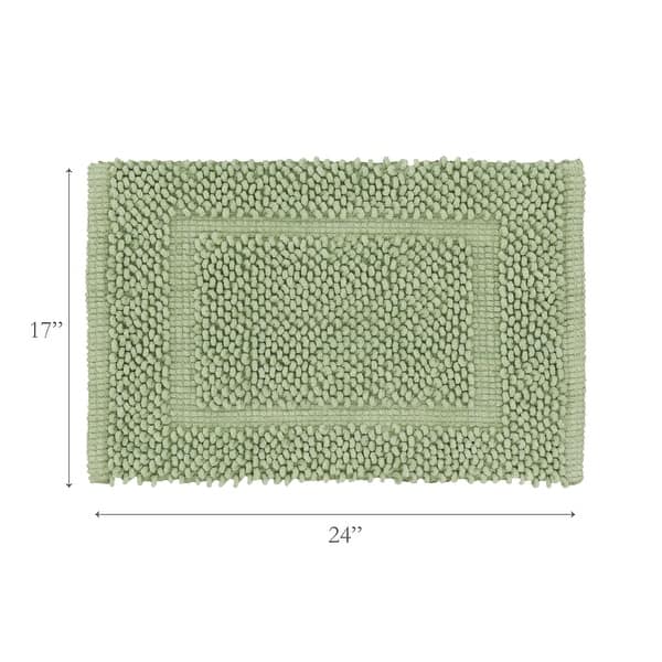 dimension image slide 0 of 30, Sophie Border Ultra-plush Chenille Non-Slip Cotton Bath Mat