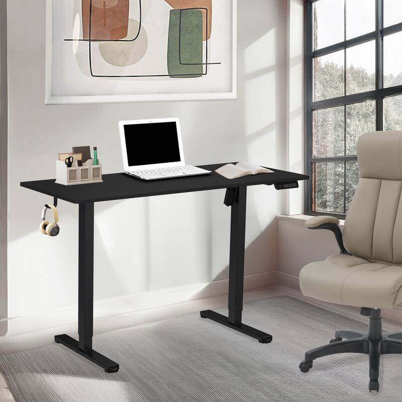 Smart Electric Adjustable Height Standing Desk Modern Lift Design - Black 47.25"