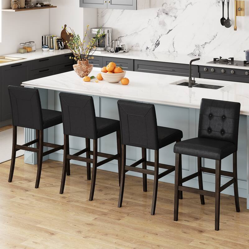 Gymax Set of 2 Bar Stools 25inch Counter Height Barstool Pub Chair - See Details