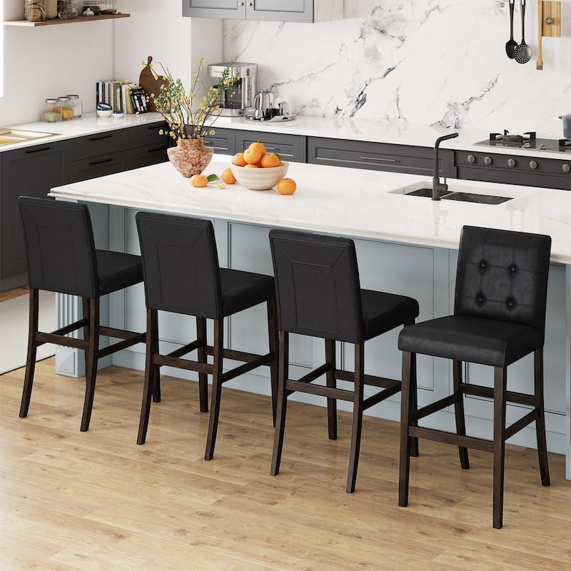 Gymax Set of 4 Bar Stools 25inch Counter Height Barstool Pub Chair