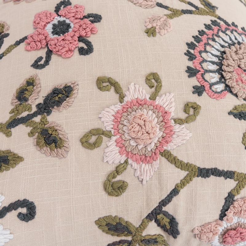 Rizzy Home Blush Floral Boho Throw Pillow