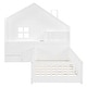 preview thumbnail 6 of 37, Wooden Floor Platform Bed with House Shape Storage Wingback Headboard, House Bed with USB, Window and Bedside Drawers