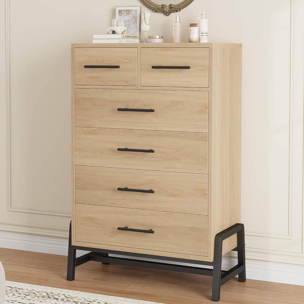 4+2 Drawer Tall Freestanding Dresser for Bedroom