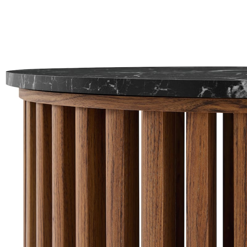 Fortitude Round Faux Marble Top Nesting Coffee Table Set