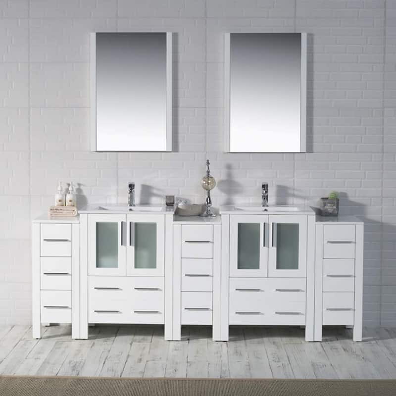 Blossom Sydney 84 Inch Solid Wood Double Sink Vanity with Side Cabinet
