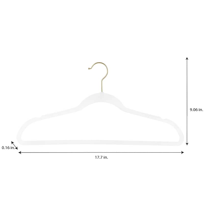 Simplify 25 Pack Slim Velvet Gold Hook Hangers - 17.7" x 9"