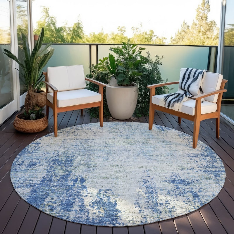 Machine Washable Indoor/ Outdoor Chantille Rug - Denim - 8' x 8'