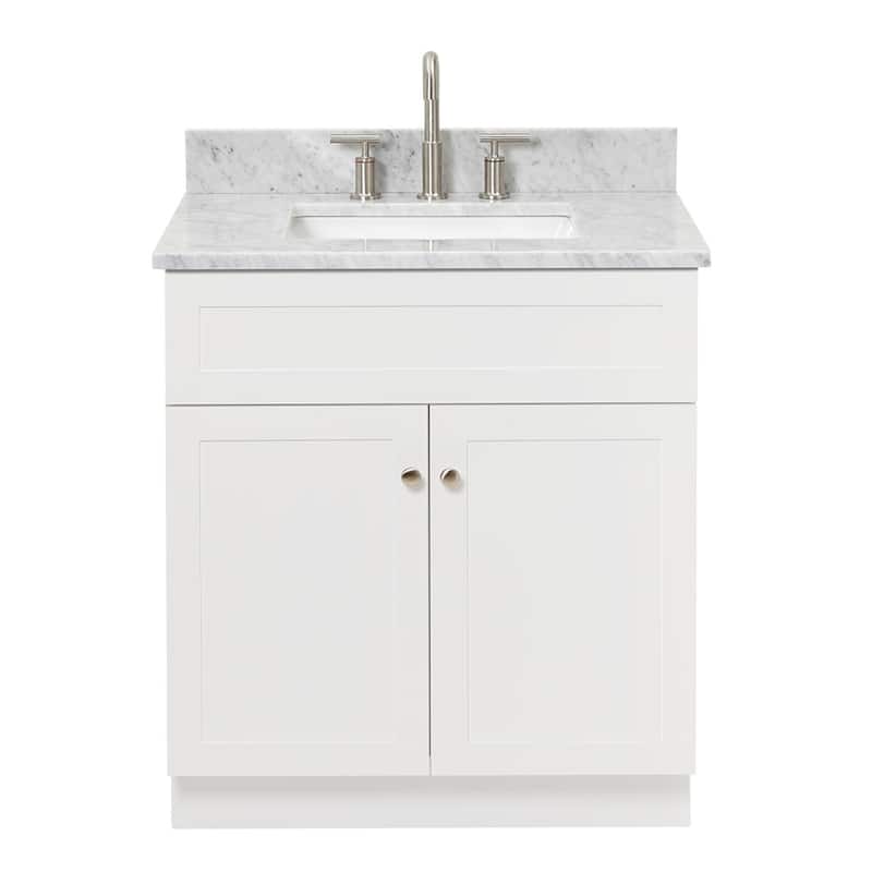 Ariel F031SCW2RVO Hamlet 31" Free Standing Single Basin Vanity Set - White / Carrara White Top - Painted