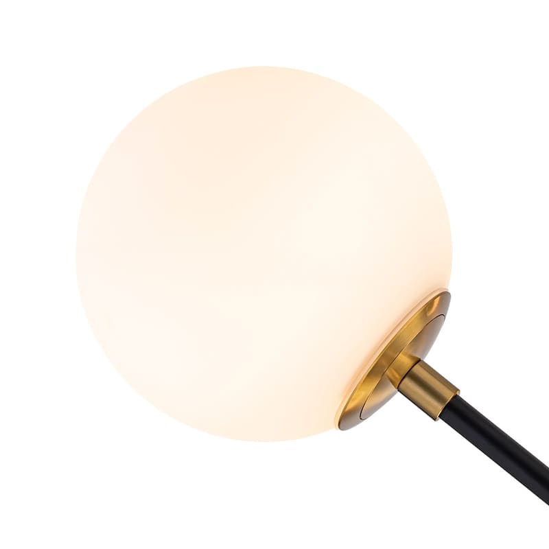 Mid-Century Adjustable Arm White Glass Globe Sputnik Chandelier