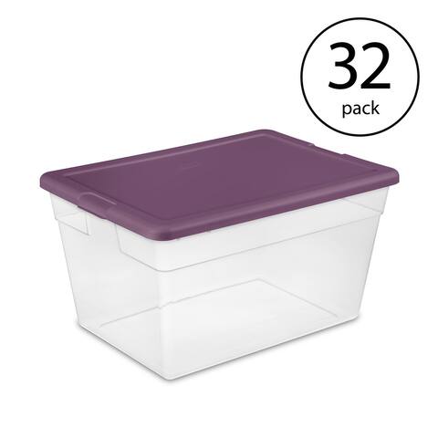 Sterilite Stackable 56 Qt Storage Tote Organizing Containers with Lid, (32 Pack) - 23 x 16.2 x 12.6 in