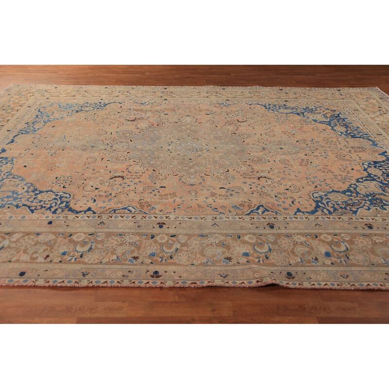 Orange Mashad Persian Area Rug Hand-Knotted Wool Carpet - 9'5"x 12'5"