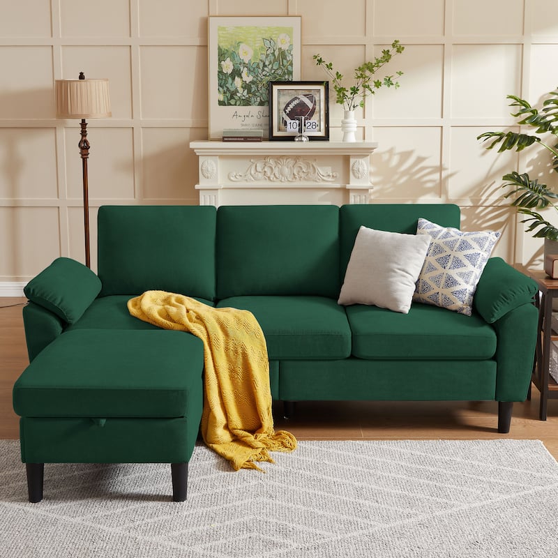 Jarenie 79.72" L Shaped Sofa Couch for Living Room - Green