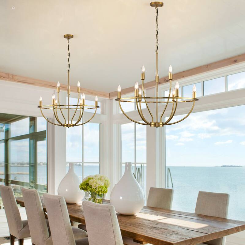 9-Light Mid-century Candle Curve Arm Chandelier