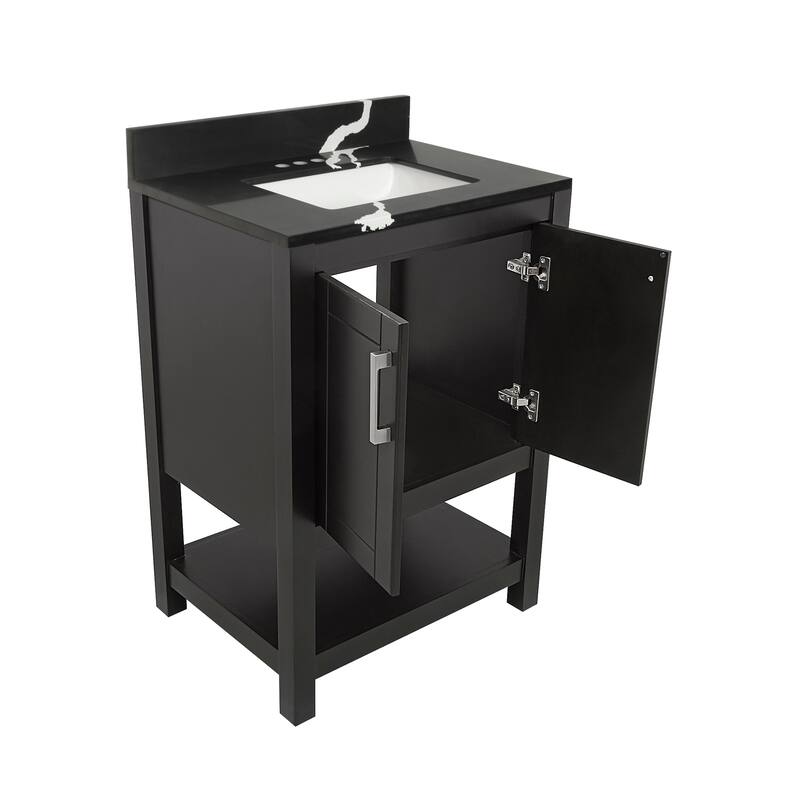 Taos 25" Bathroom Vanity with Cultured Marble Vanity Top Sink in White with White Basin