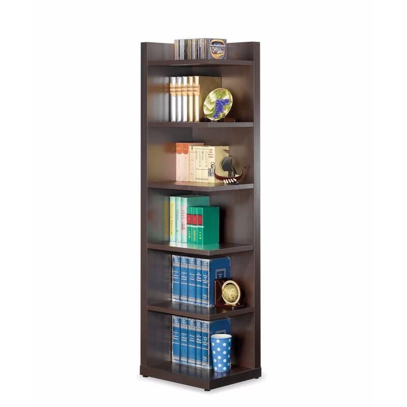 Radiant Brown Wooden Corner Bookcase