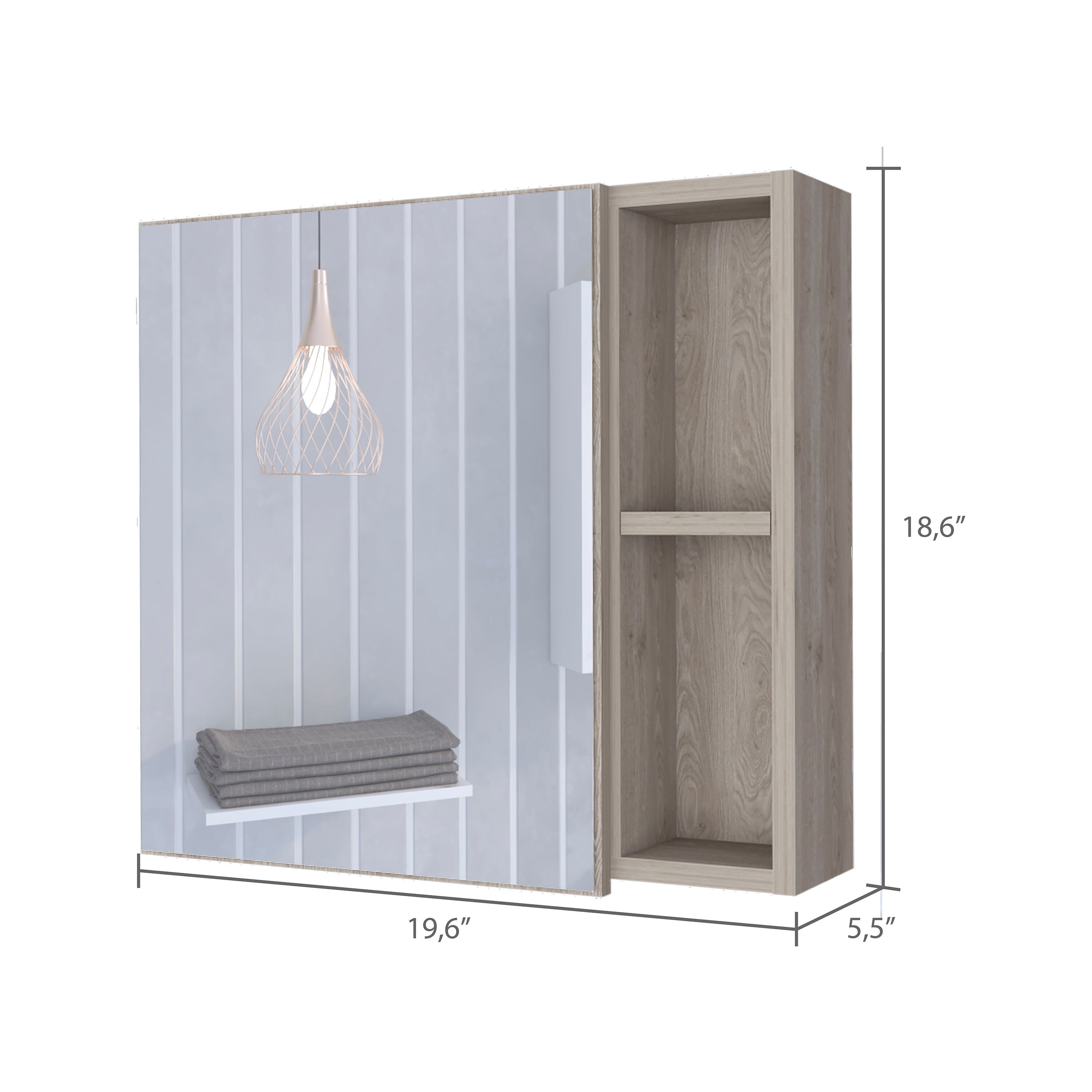 2-Shelf Bathroom Wall Cabinet, 19.6 Inch Small Medicine Cabinet with Mirror,  Light Gray - On Sale - Bed Bath & Beyond - 38397525