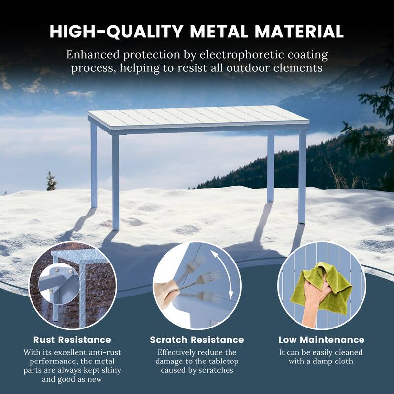 Frond and Form 59 Inch By 35.4 Inch Outdoor Steel Rectangular Dining Table