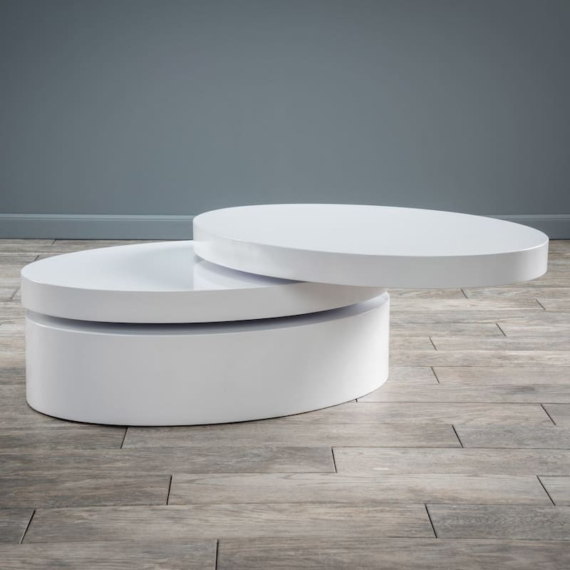 Small Oval Mod Rotatable Coffee Table by Christopher Knight Home - White