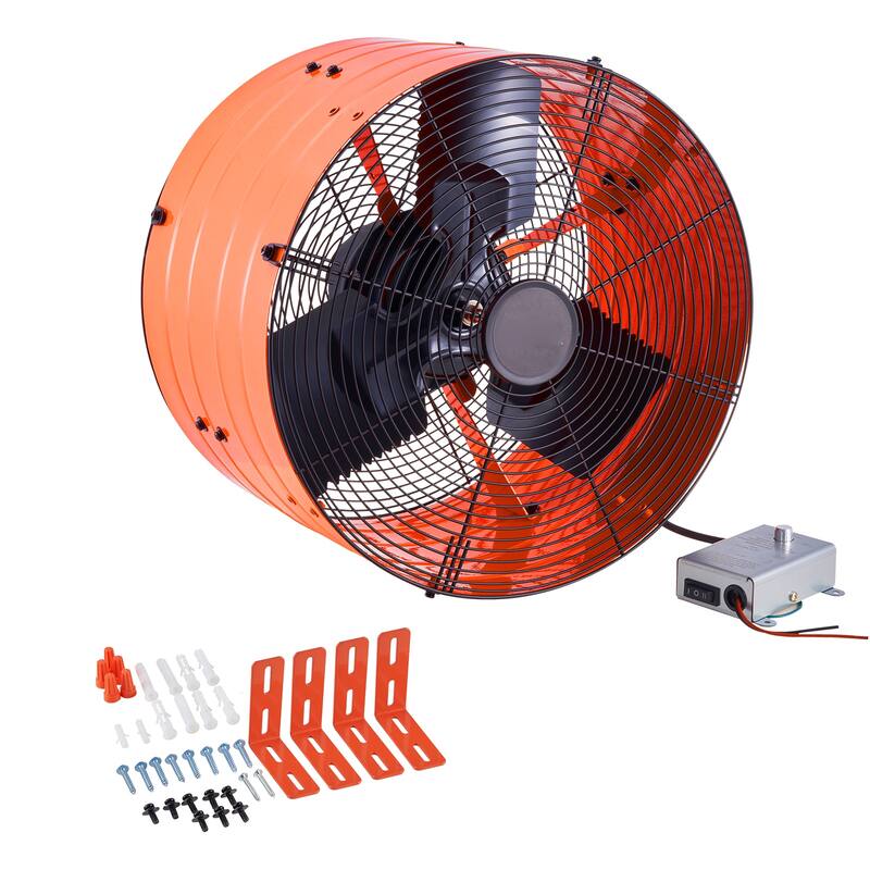 16 Inch Gable Mount Fan 2940 CFM Attic Exhaust Fan with Adjustable Thermostat - Orange
