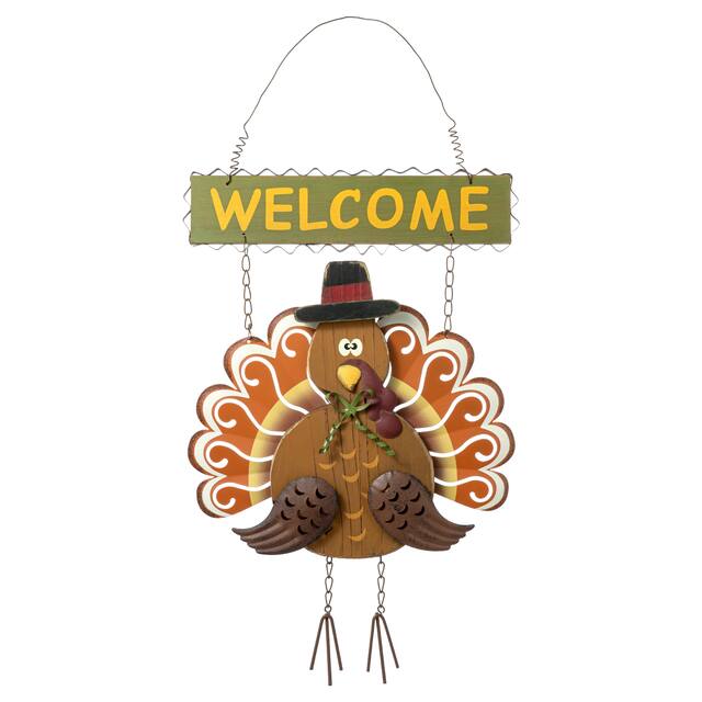 Glitzhome Thanksgiving Wooden Turkey Decor
