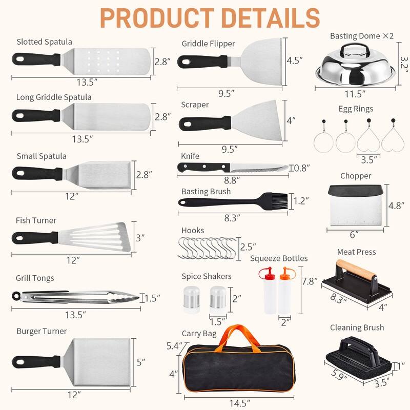 19 Pcs Stainless Steel Teppanyaki Grill Tool Set Outdoor Camping Cookware Set - 19 PCS