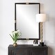 preview thumbnail 2 of 3, Oak Framed Rectangular Wall Mirror - 43.5" - Brown and Antique Brass