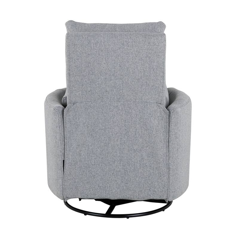 Beige Upholstered Swivel Rocker Recliner Chair with Manual Adjustment, 360° Swivel, and Two Removable Pillows